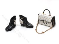 (image for) Chanel Black and White Boots and Matching Purse Judith Blondell