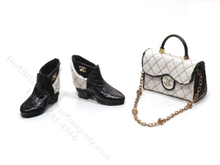 (image for) Chanel Black and White Boots and Matching Purse Judith Blondell