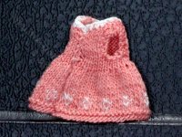 (image for) Miniature Handknit Pink Doll's Dress