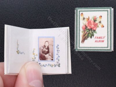 (image for) Miniature Vintage Green and White Floral Family Album