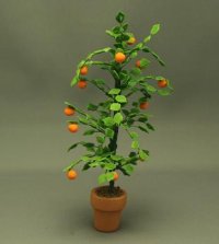 (image for) Dollhouse Miniature Orange in Pot