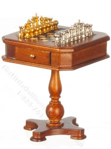 (image for) Miniature Victorian Chess Table for Dollhouses