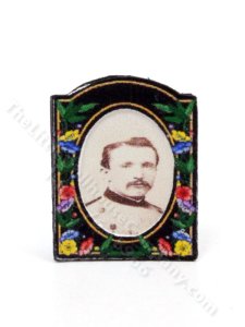 (image for) Miniature Antique Portrait in Floral Frame for Dollhouses