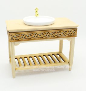 (image for) Miniature Unfinished Small Sink on Table for Dollhouses