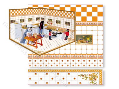 (image for) Dollhouse Scale Model Wall and Floor Tiles Set