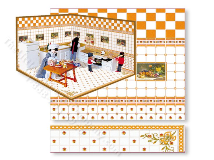 (image for) Dollhouse Scale Model Wall and Floor Tiles Set