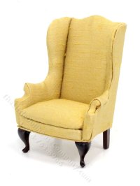 (image for) Miniature Yellow Wingback Chair for Dollhouses
