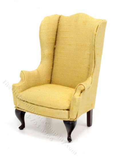 (image for) Miniature Yellow Wingback Chair for Dollhouses