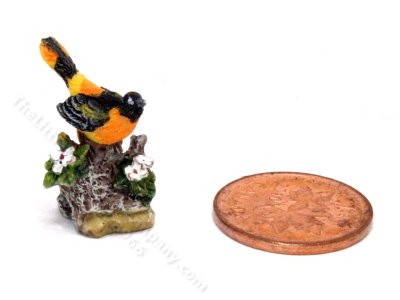 (image for) Miniature Oriole on Branch Figurine for Dollhouses