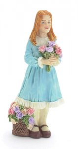 (image for) 1/12 Scale Erin Girl with Flowers Resin Doll for Dollhouses