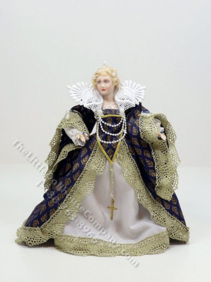 (image for) Miniature Handcrafted Vintage Renaissance Noblewoman in Blue/Gold