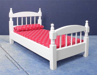 (image for) Miniature White Single Bed for Dollhouses