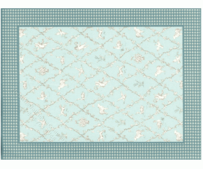 (image for) Miniature Small Scale Blue Trellis Rug