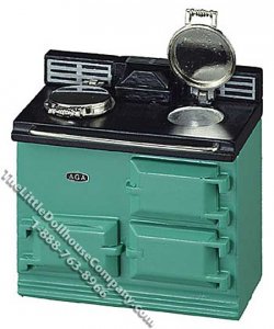 (image for) Miniature Green Reproduction AGA Stove Unit for Dollhouses