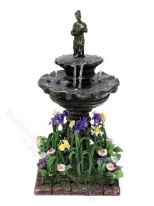 (image for) Miniature Fountain and Flower Bed for Dollhouses