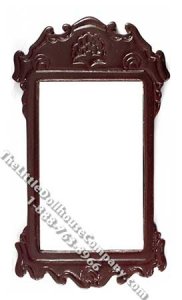 (image for) Miniature Mahogany Finish Carved Mirror for Dollhouses