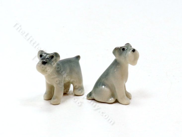 (image for) Miniature 1/2 Scale Porcelain Schnauzer Dog for Dollhouses