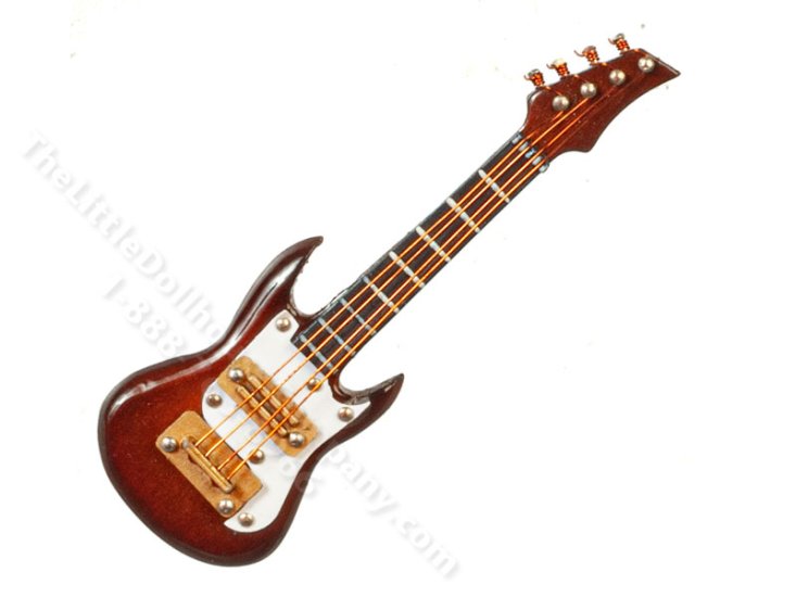 (image for) Miniature Brown Electric Guitar and Case for Dollhouses