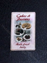 (image for) Miniature Metal "Cakes and Pastries" Sign for Dollhouses