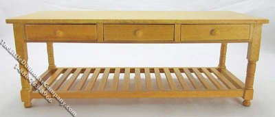 (image for) Miniature Golden Oak Large Table for Dollhouses