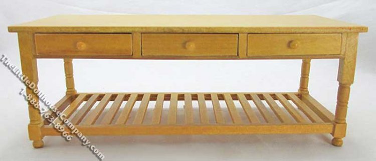 (image for) Miniature Golden Oak Large Table for Dollhouses