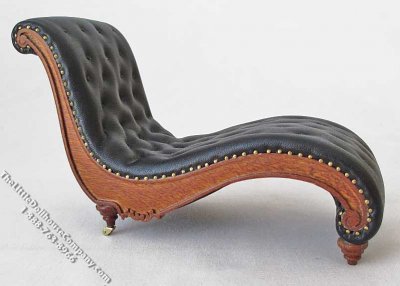 (image for) Miniature 19c Walnut Art Deco Chaise Lounge for Dollhouses
