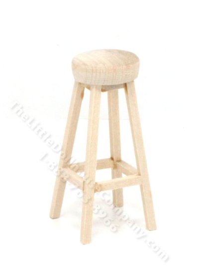 (image for) Miniature Unfinished Bar Stool for Dollhouses