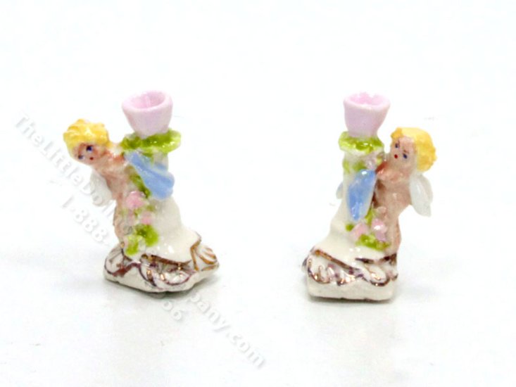 (image for) Miniature Cupid Candlestick Holders for Dollhouses