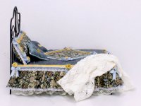 (image for) Miniature Metal Bed Dressed in Blue Floral by Judith Blondell