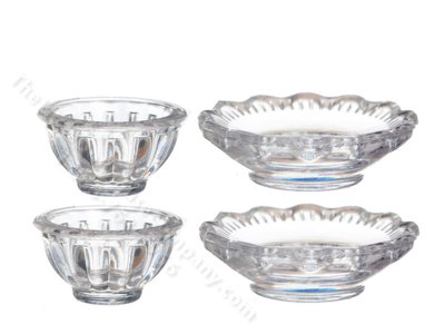 (image for) Set of 4 Miniature Clear Bowls for Dollhouses