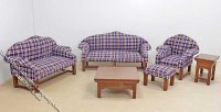 (image for) Dollhouse Scale Model 6pc Dark Plaid Living Room Set