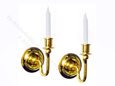 (image for) Miniature Non Working Pair of Candle Wall Sconces