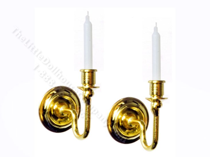 (image for) Miniature Non Working Pair of Candle Wall Sconces
