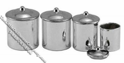 (image for) Dollhouse Scale Model Chrome Set of 4 Canisters