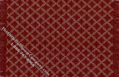 (image for) Miniature Rectangular Red & Gold Diamond Rug for Dollhouses