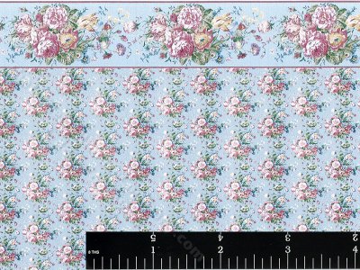 (image for) Blue Floral Pattern Miniature Wallpaper for Dollhouses