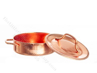 (image for) Miniature Medium Copper Pot with Lid For Dollhouses