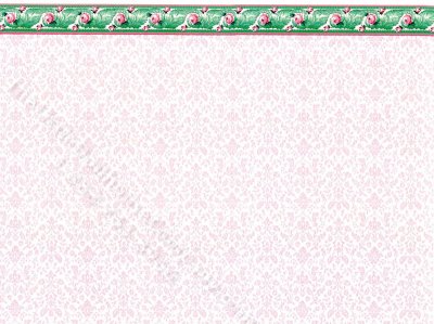 (image for) Pink Damask Pattern Miniature Wallpaper for Dollhouses