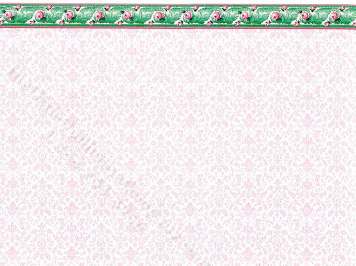 (image for) Pink Damask Pattern Miniature Wallpaper for Dollhouses