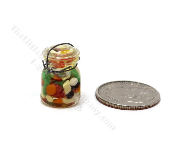 (image for) Miniature Glass Jar of Vegetables or Sweets for Dollhouses