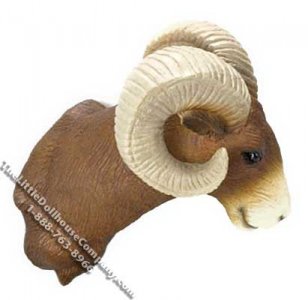 (image for) Dollhouse Scale Model Wall Mount Big Horn Sheep Head