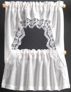 (image for) Miniature White Ruffled Cape Curtains For Dollhouses
