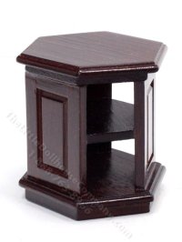 (image for) Miniature Hexagonal Mahogany Bookcase for Dollhouses