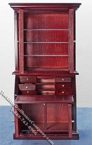 (image for) Miniature Mahogany Bookshelf Desk for Dollhouses
