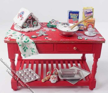 (image for) Miniature Preparing for Christmas Table for Dollhouses