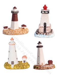 (image for) Set of 4 Miniature Lighthouses for Dollhouses