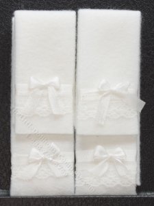 (image for) Miniature White 4-Piece Lace and Ribbon Trim Towel Set