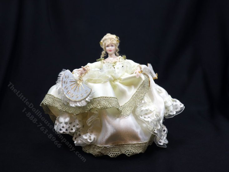 (image for) Miniature Handcrafted Vintage Rococo Lady in White with Fan