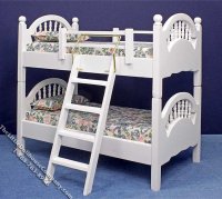 (image for) Miniature White Bunkbed with Ladder for Dollhouses