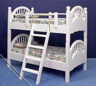 (image for) Miniature White Bunkbed with Ladder for Dollhouses